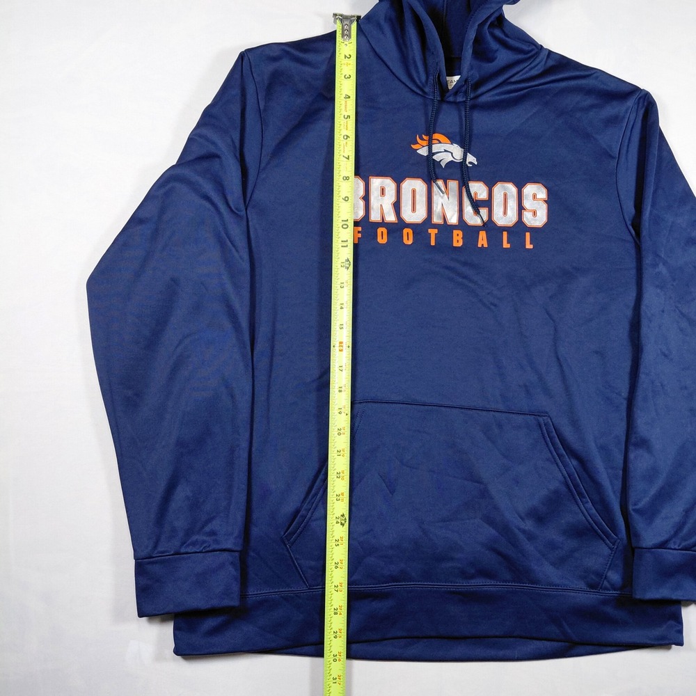 NFL Team Apparel Denver Broncos Football Hoodie Navy Blue XL TX3 Cool 2FJA - Picture 10 of 14